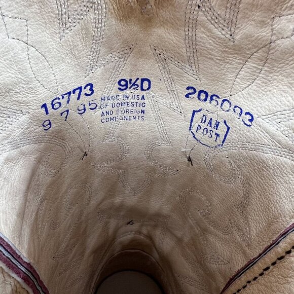 Dan Post Mens 9.5D Black Cherry Leather Cowboy Boots Western Stitching Rodeo - Picture 11 of 16